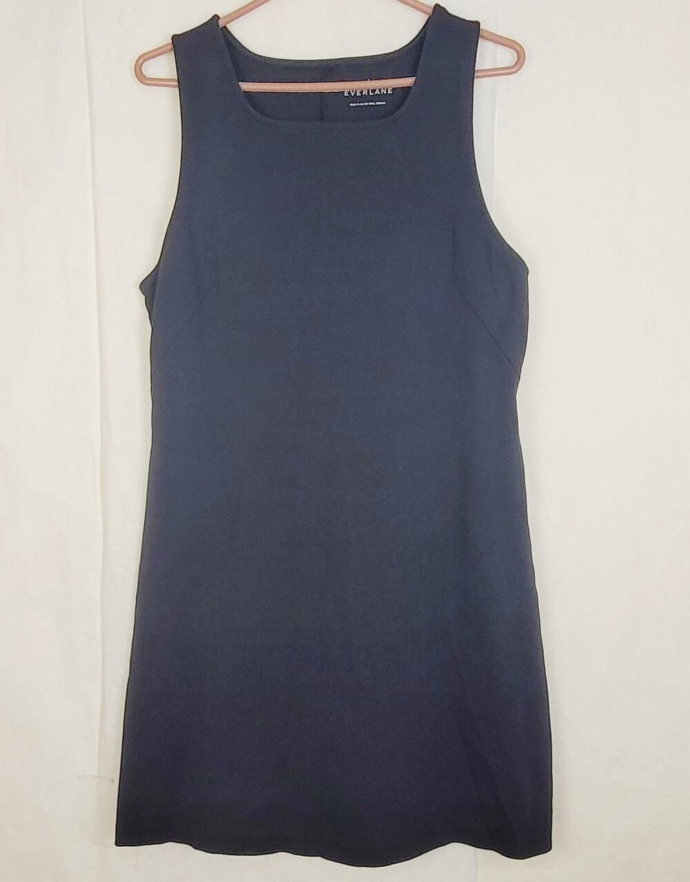 Everlane black square neck stretch knit sheath dress Size Large Minimal Capsule